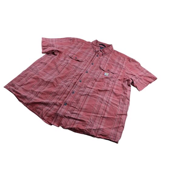Carhartt Red Plaid Button Up Shirt Men's 2XL - Picture 2 of 5